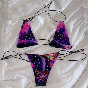 Vibrant Purple and Pink Women's Bikini Set